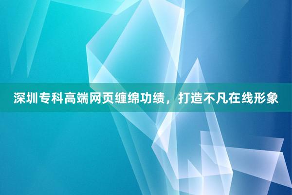 深圳专科高端网页缠绵功绩，打造不凡在线形象